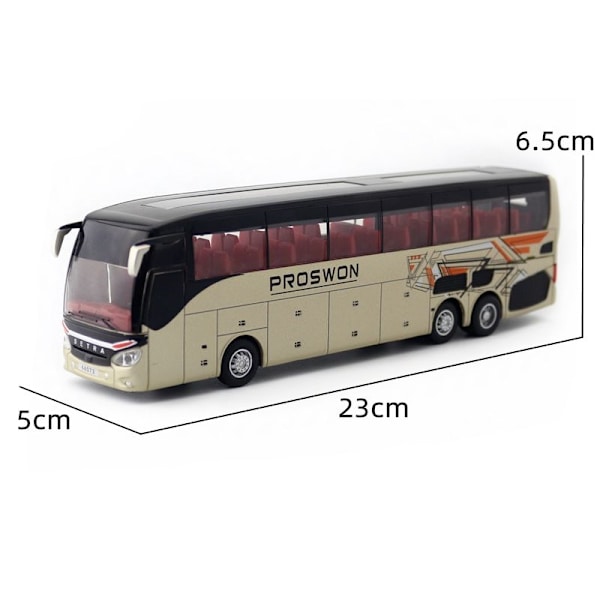 1/32 Setra Lyxig Buss Leksaksbil Diecast Miniatyrmodell Pull Back Ljud & Ljus Pedagogisk Samling Present Till Pojke Barn Gold