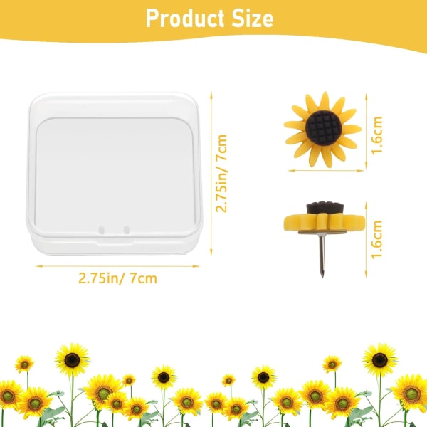 60Pcs Sunflower Push Pins,Cute Decorative Sunflowers Push Pins fo