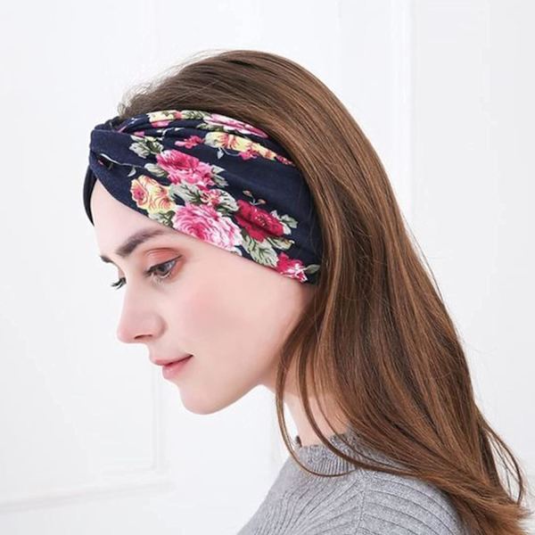 4 stycken hårband för kvinnor, boho-stil, vintage blommönster
