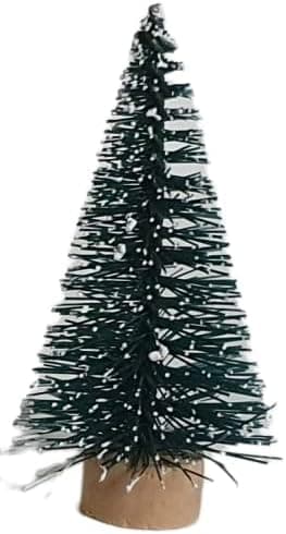 Set med 4 mini plastjulgranar med träbas och snö H