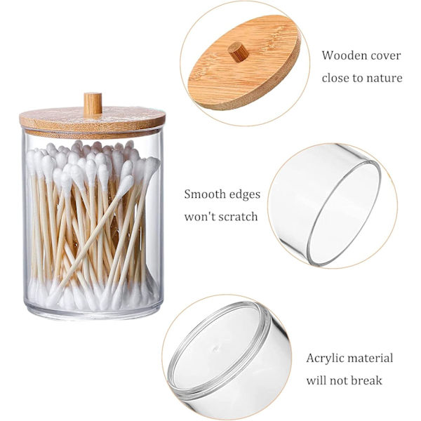 Akryl Q-tips Holder, Rund Bomullsdottboks, Bomullsdottball