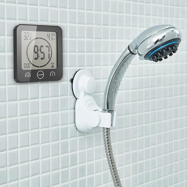 Badeværelsesur, LCD Digital Vækkeur (Sort) Vandafvisende Berørings S