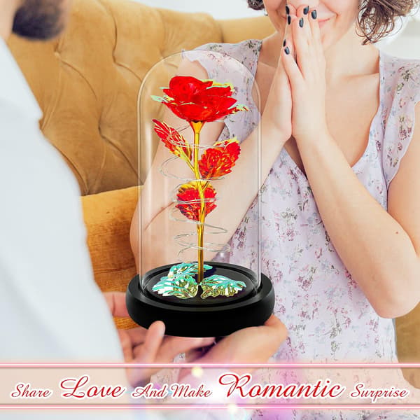 Led Enchanted Galaxy Rose Evig 24k Guldfolie Blomst Med Fe