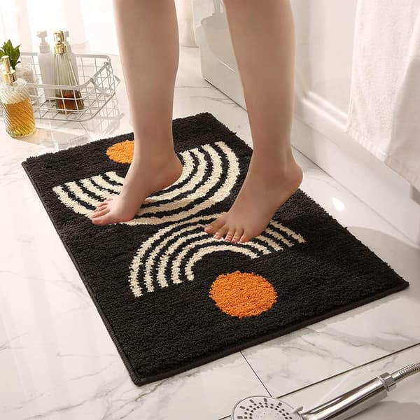 Boho Badematte i Mikrofiber med Antislipp - Abstrakt Baderomsteppe - Søt Flaggermus