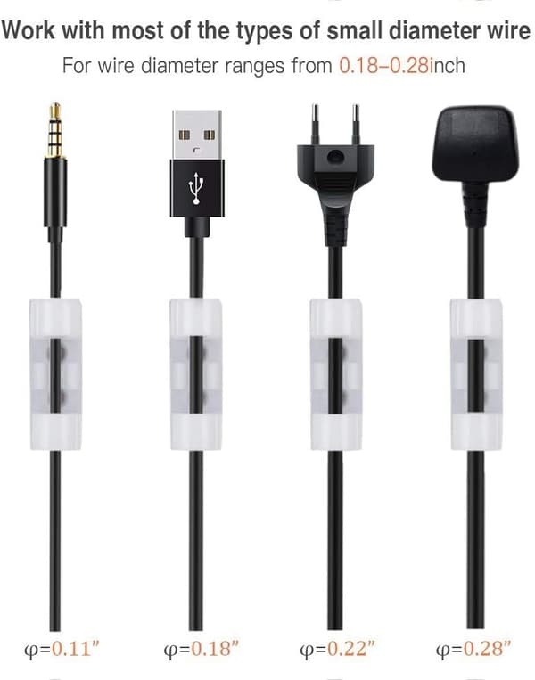 30 stk. Selvklæbende Kabelclips Kabeloprydning, Kabel M