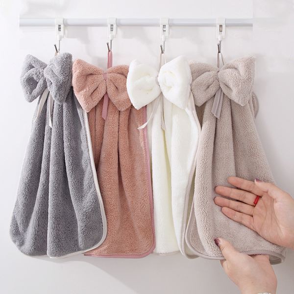 4 st. bågformade handdukar med hängslinga - 100% mikrofiberkorall