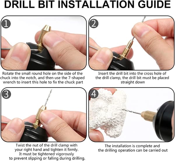 Mini Elektrisk Drill DC 5V Bærbar USB Drill med 3 stk Bits Håndverk