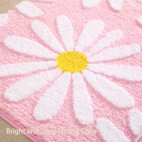 Pink Badeværelsesmåtter Sød Daisy Bademåtte Hvid og Gul Blomst De