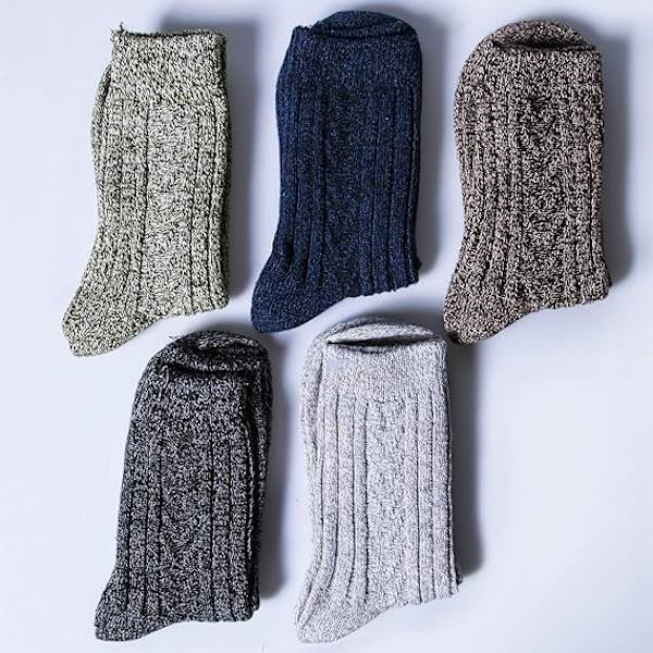 5-pack Vinterstrumpor för Kvinnor, Varma, Tjocka, Stickade, Mjuka, Vintage C