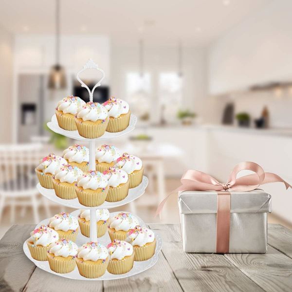 3-vånings Cupcakesställ, Plast Serveringsställ, Desserttorn