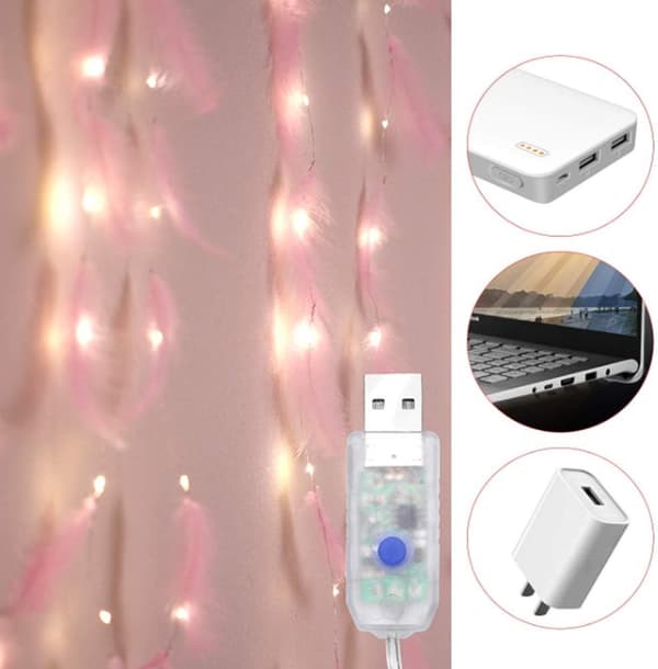 200 st LED Rosfjäder Fairy String Lights med 8 Ljuslägen