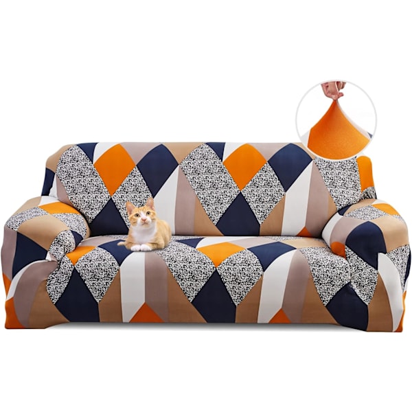 Trykkstretch Sofa Trekk, Moderne Anti-Skli 3-seters Elastisk Sofa Trekk