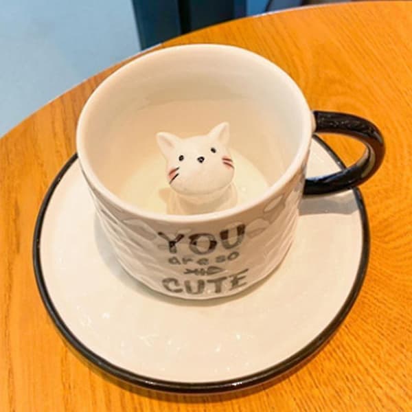 Ceramic Coffee Cup Tea Cup Animal Inside Cartoon Handmade Mug DXGHC