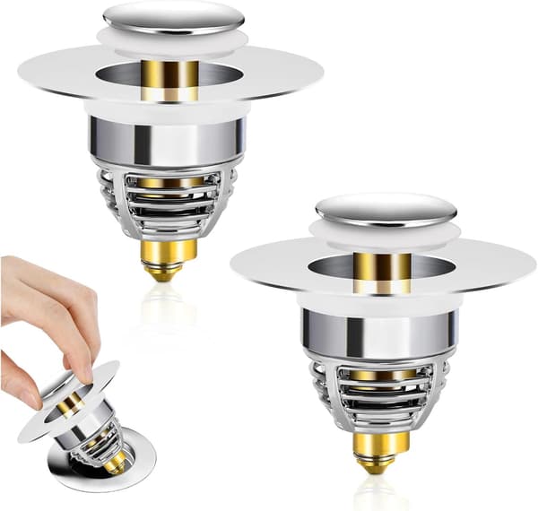 Universal Pop-Up Sink Drain, 2 stk. Anti-Tette Drain Filter, Sta