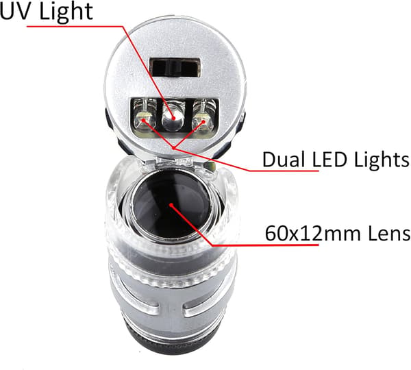 60X Mini LED UV-belyst Lupe til Smykker - Detailpakke