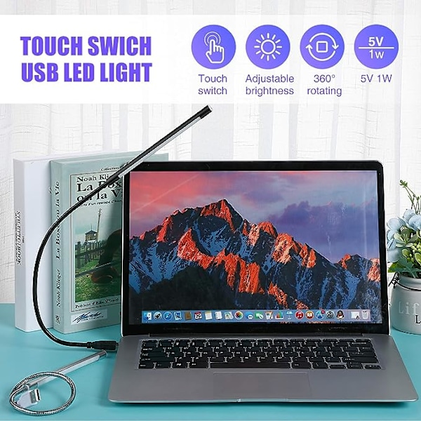 2 stk. USB LED Læselys Stick Fleksibel USB Boglys USB
