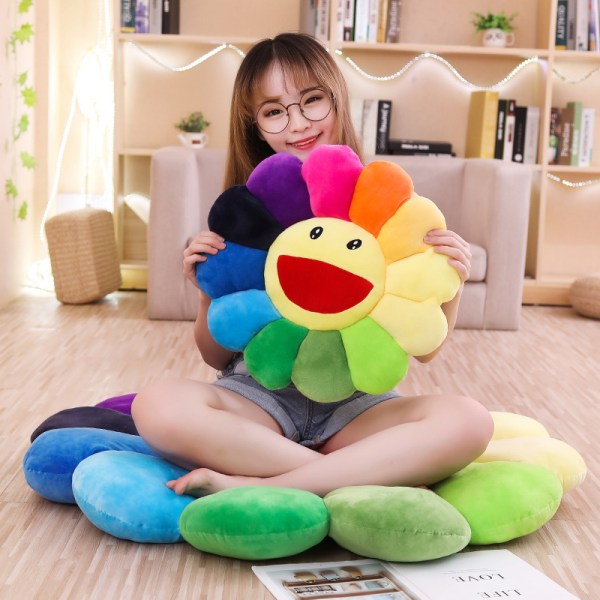 Smilende Ansigt Plys Pude Pudemadras Sofa Pude Farverig