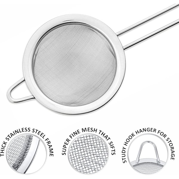 3-pack Teasil, Fint Masknät (7cm 8cm 10cm) Storlek Rostfritt DXGHC