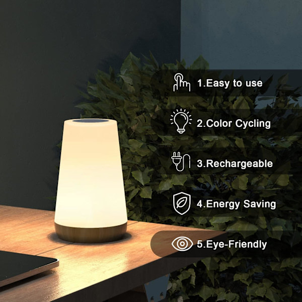 LED Natlampe, Sengelampe, Farverig Touch Natlampe, Fjernbetjening