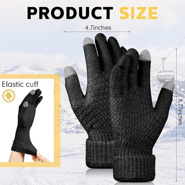 4 Pairs Women's Winter Touch Screen Gloves Warm Fleece Lined Knit