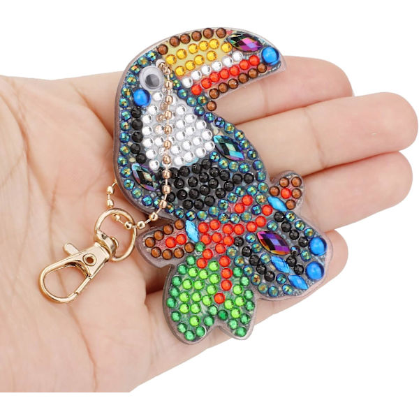 5 stycken DIY 5D fågeldiamantmålning nyckelringar, strass D DXGHC