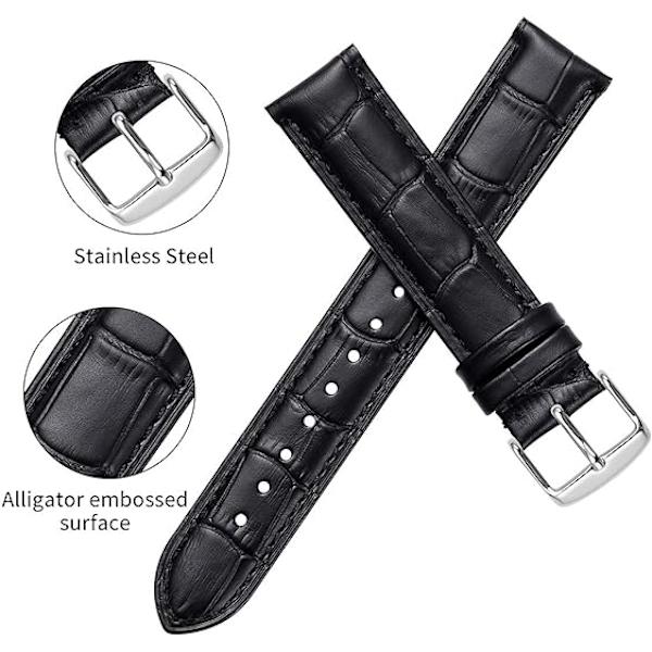 Läderarmband för klocka, alligatormönster, kalvskinn, utbytesrem Sta