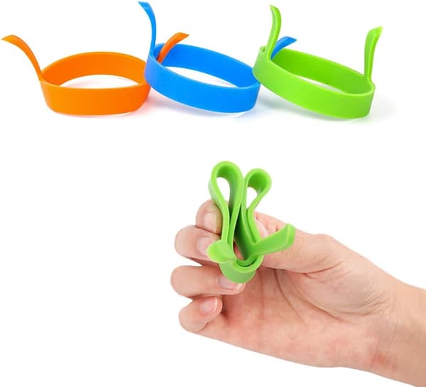 Sett med 3 nonstick silikon eggformer + 4 pocherte eggkokere