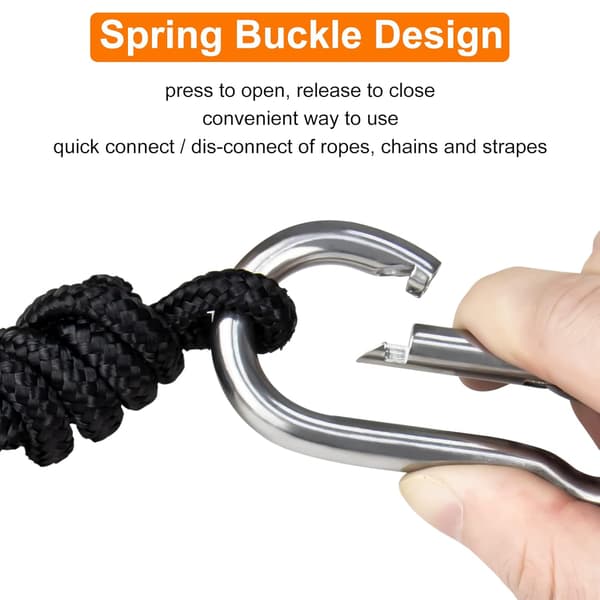 Lille Karabiner 6 stk. 2,75” Rustfrit Stål Karabiner med Stærk-