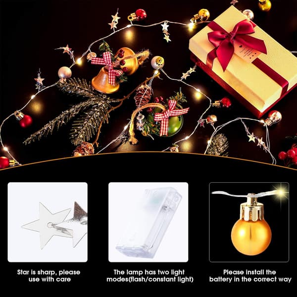 LED-julelys med dekorativ ledning Kuleformet LED-lys Ledningslys w