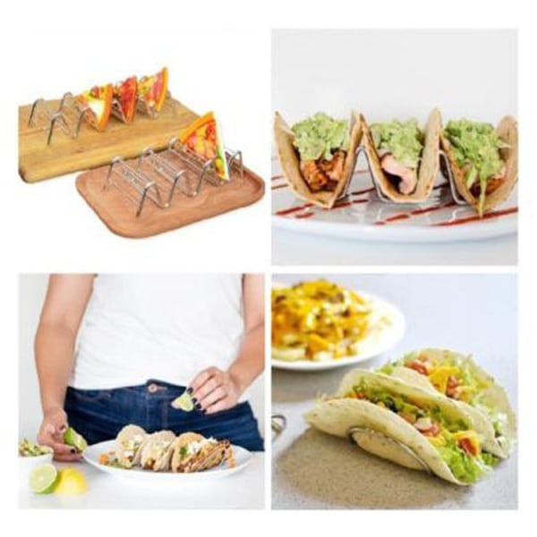 4 Pak Rustfrit Stål Taco Stativ Taco Stativ Til Op Til 16 Skaller