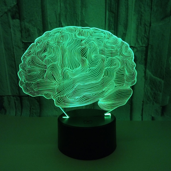 3D Hjärna Illusion Bordlampa LED 7 Färger Bytbar Nattlampa