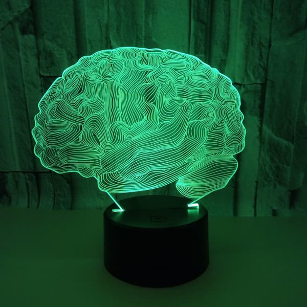 3D Hjerneillusjon Bordlampe LED 7 Farger Skiftende Nattelys fo
