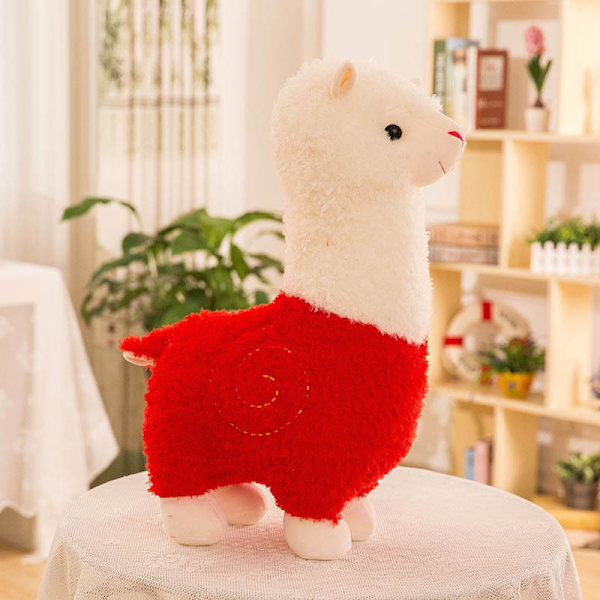 Plush 11 tuuman pehmeä täytetty eläinlelu (Alpakka) Punainen