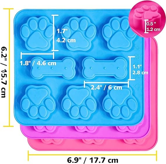 3 Pak Silikonforme med Hvalpepote- og Knogleform 2 i 1