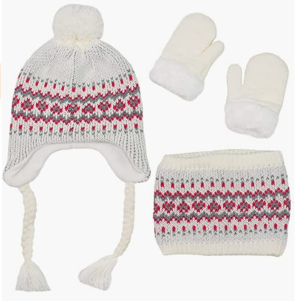 Plysch halsduk varm barnmössa scarf handskar 3 tre delar sui