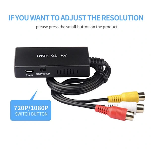 RCA til HDMI-konverter Kompositt til HDMI-adapter Audio Video,D