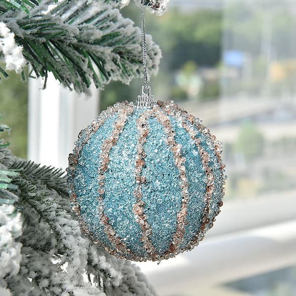 4 stk. 8 cm Julekuglepynt Glitter Skumkuglepynt Jul