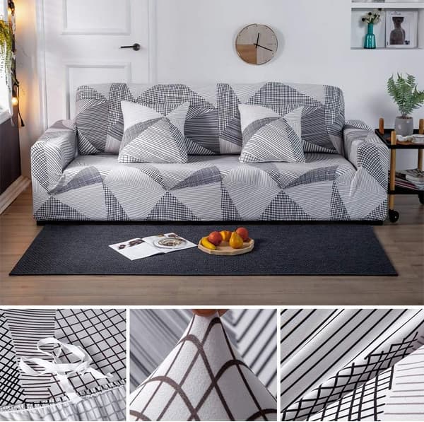 3-seters Stretch Sofa Trekk, Trykt Sofa Trekk, Sklisikkert Trekk