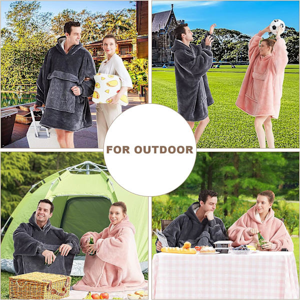Bærbar Tæppe-Hoodie, Oversized Sherpa Tæppe-Sweatshirt med