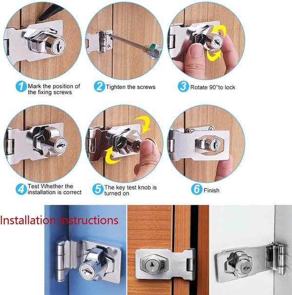 Liten Hasp och Stift Metall Lås Hasp Dörr Spänne Säkerhetsdörrklämma