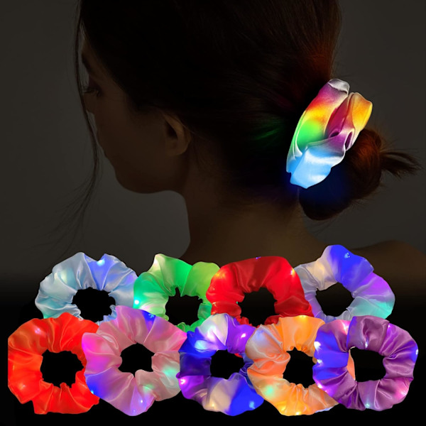 9 stk. LED-lys Hår Elastikker Satin Elastiske Bånd Snore -