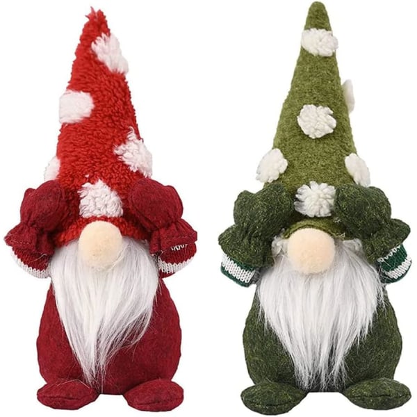 2 Stykker Jule-Nisse, Mini Julemand Nisse Dukker, Plys Svensk Julepynt, Nisse Dukke Ornament, Brugt til