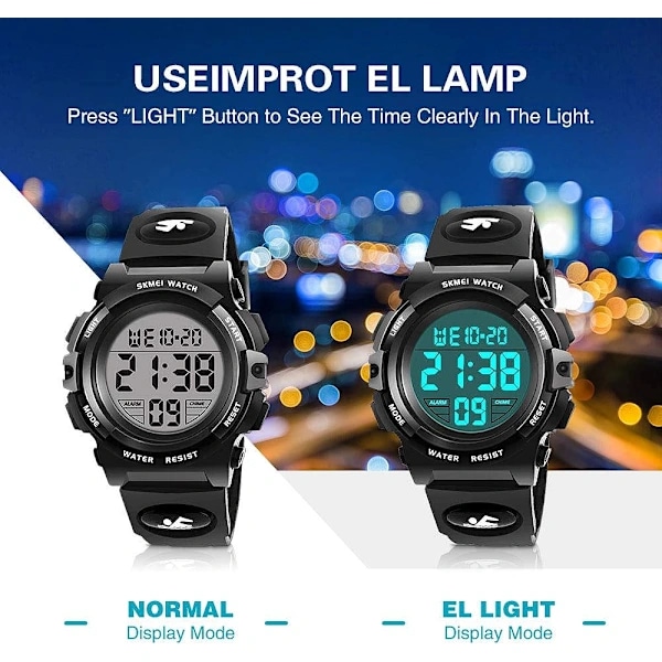 Vanntett LED-armbåndsur for barn - Sports digitalklokke og gaver til tenåringsgutter jenter