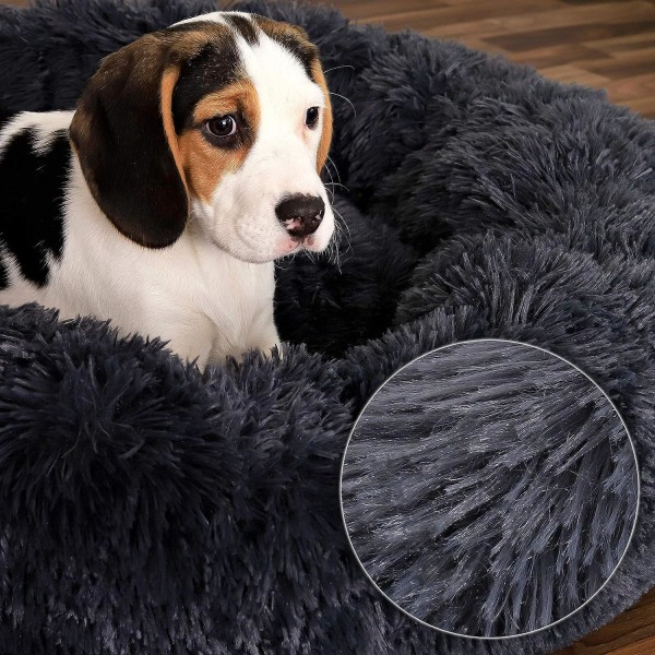 Rund hundekurv kattepude donut kurv Ø 40 cm (S) Lysegrå