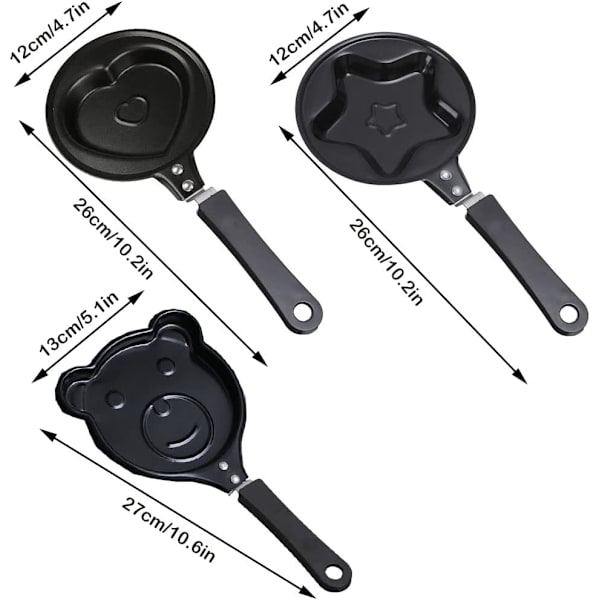 Mini Omelet, 3 stk. Mini Non-Stick Pander, Non-Stick Mini Stegepande