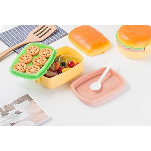 1 Styck Söt Rektangulär Hamburgare Lunchlåda för Studenter Mikrovågsugn Lunch B