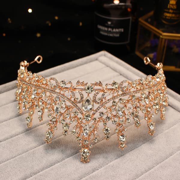 Krystal Bryllups Tiara til Kvinder Rosenguld Krone til Kvinder Royal Q