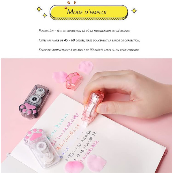 3-pack Söta Korrigeringstejp, Katt Korrigeringstejp, Kawaii Färg
