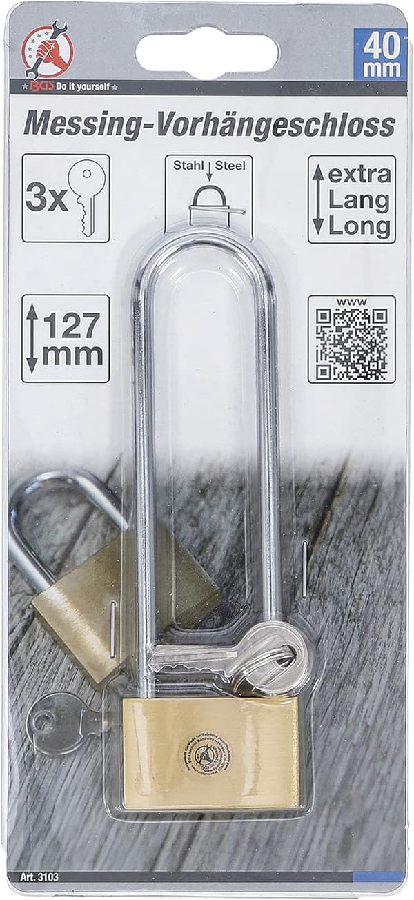 DIY 3103 - Messing hengelås - ekstra høy bøyle - 40 mm