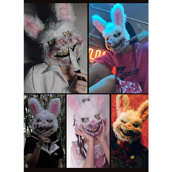 1 stk Halloween Ond Blodig Kaninmaske Maskerade Hodeplagg Perf